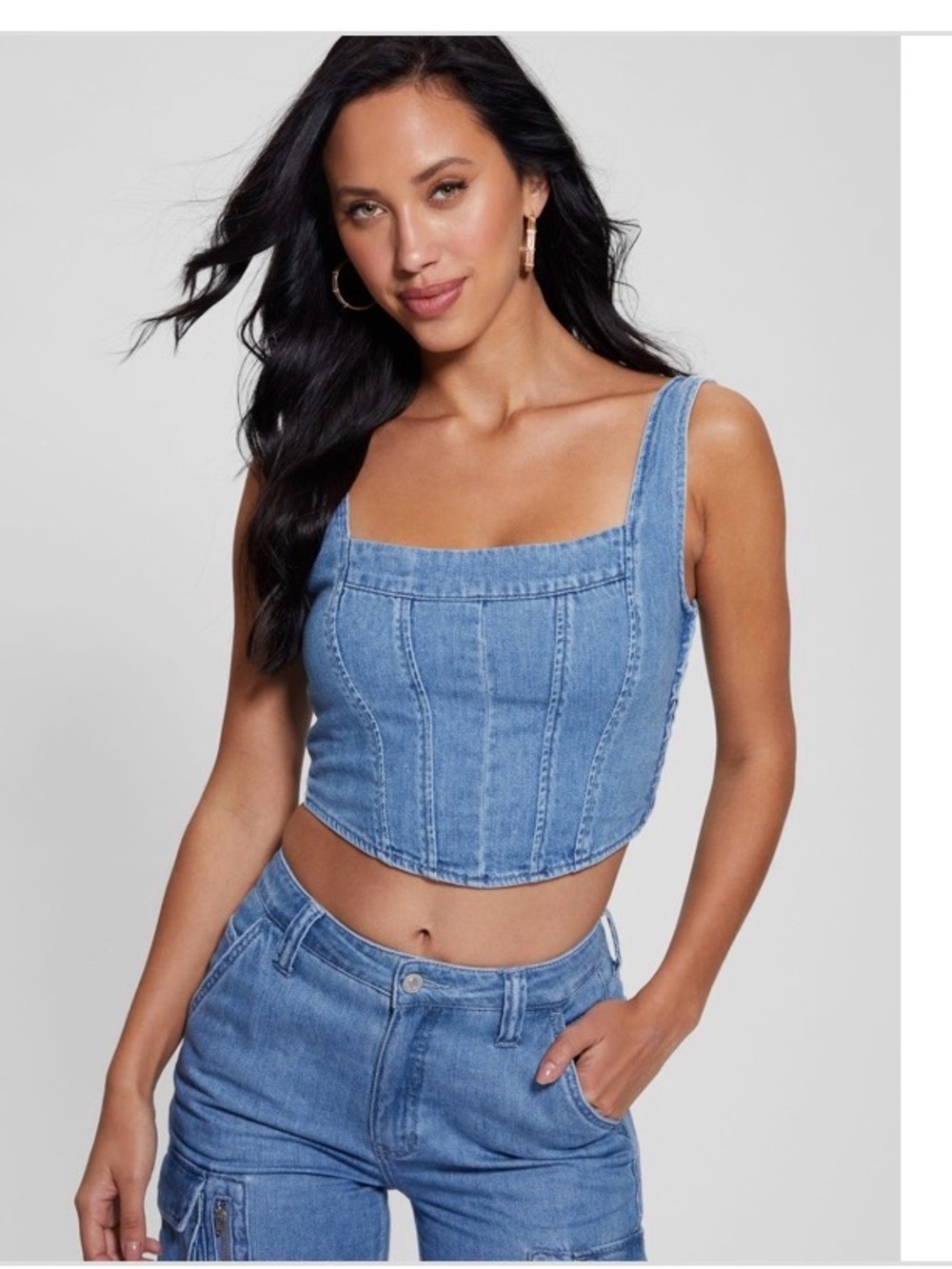 Guess Women's Neil Denim Bustier Top